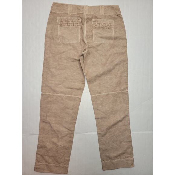 Sundance Pants Womens 6 Organia Lace Panel Linen Blend Relaxed Straight Bohemian - Picture 7 of 8
